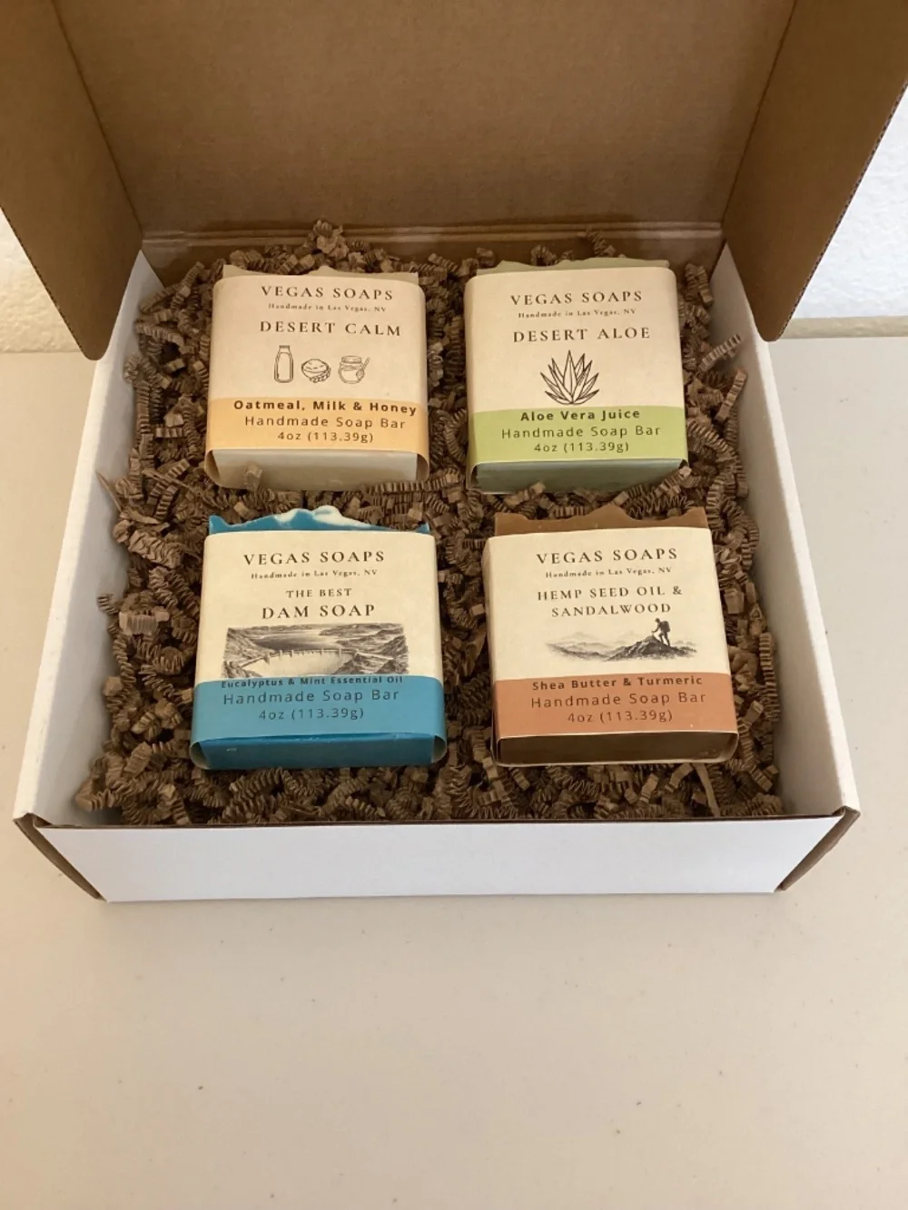 Men’s Collection Vegas Soaps 4 Handmade Bars Gift Box Holiday Christmas